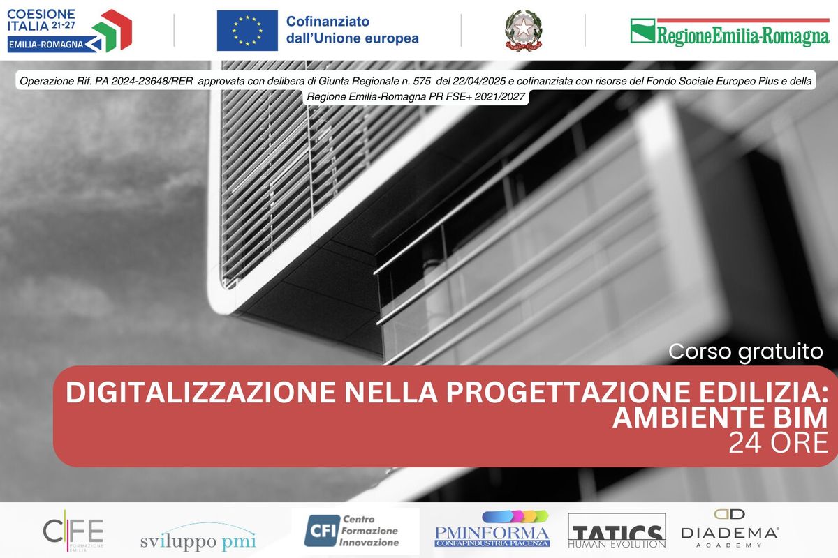 Locandina del corso gratuito sulla digitalizzazione nella progettazione edilizia in ambiente BIM
